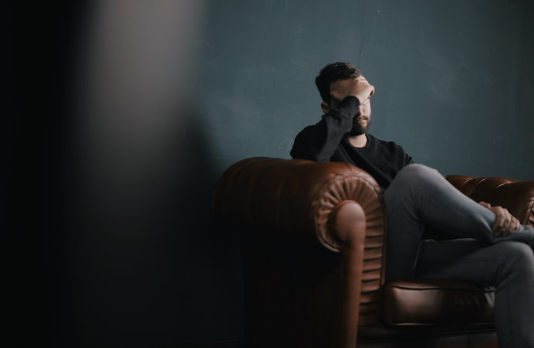 man thinking alone